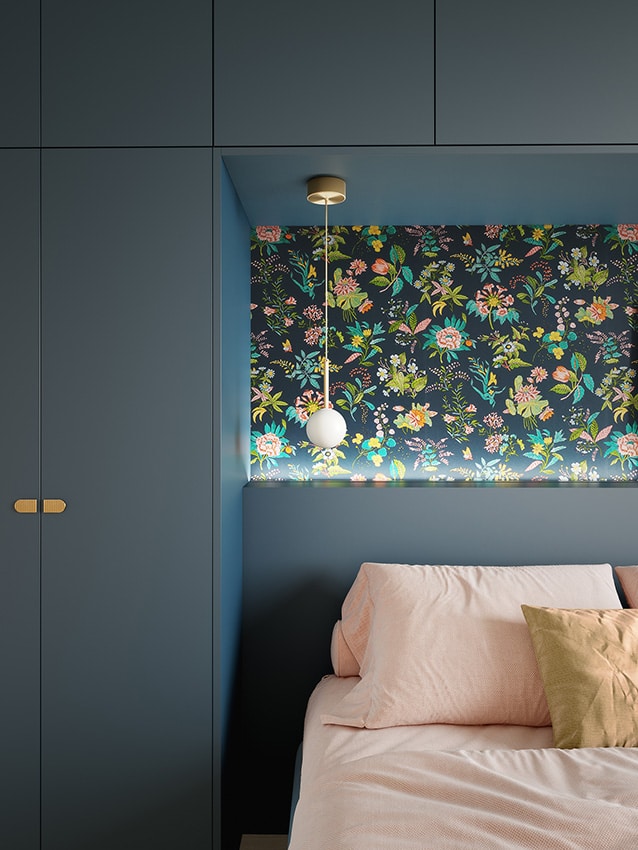 Chambre lit pont - bleu shaba mat