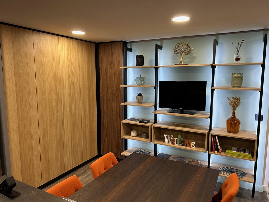 Aménagement salon - Placage bois