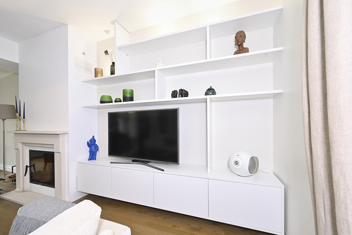 Aménagement meuble TV - blanc