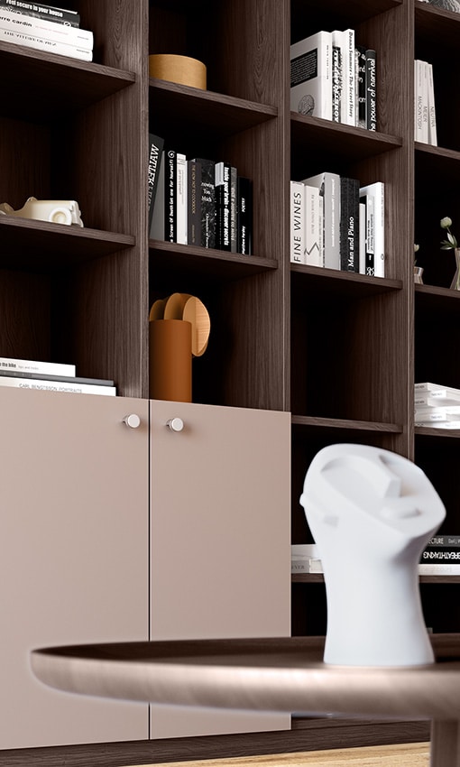 Bibliothèque salon - Casella brun foncé & Argile