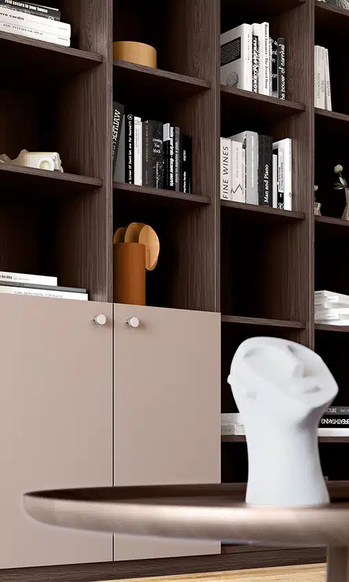 Bibliothèque salon - Casella brun foncé & Argile
