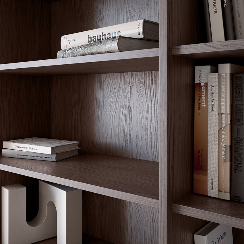 Bibliothèque salon - Casella brun foncé & Argile