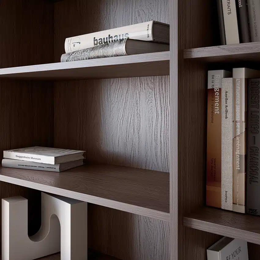 Bibliothèque salon - Casella brun foncé & Argile